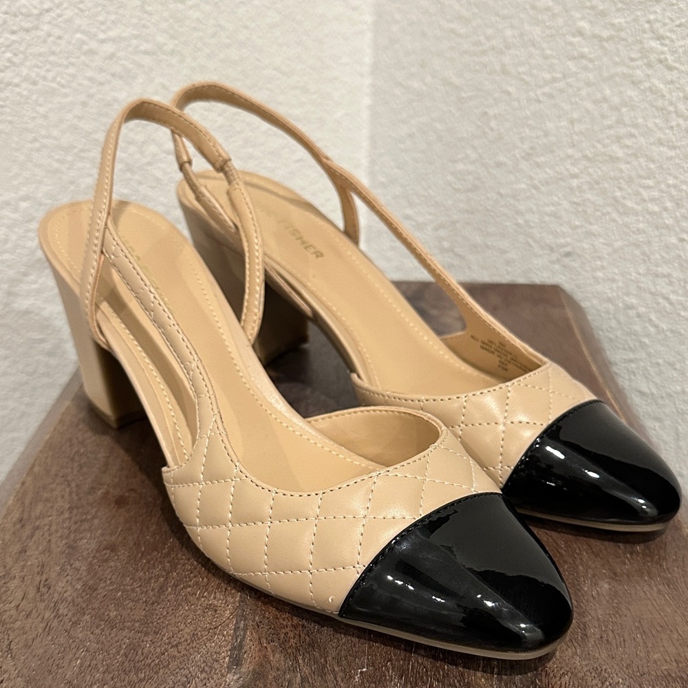 MARC FISHER LAYNIE BLOCK HEEL PUMP Natural Tone Heels Size 9